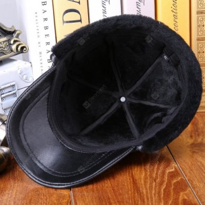 Leather Hat Middle-aged Elderly Men's Warm Winter Thickened Baseball Cap Sheep Skin Wool Winter Cap for Elderly