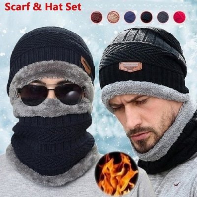 Winter scarf Beanie Hat For Men Winter Scarf Cap Knitted Hat Women Thick Wool Neck foulard Cap Mask Bonnet Hats