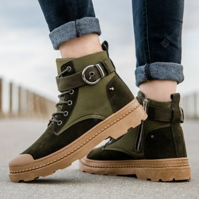 Men Fashion Shoes British Style Round Toe High-top Casual Boots