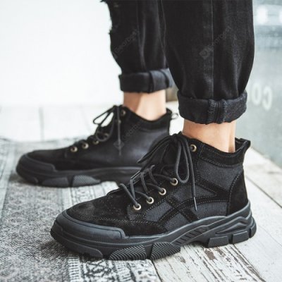 Men Boots Leather Desert Tooling Boots Outdoor High Top England for Autumn