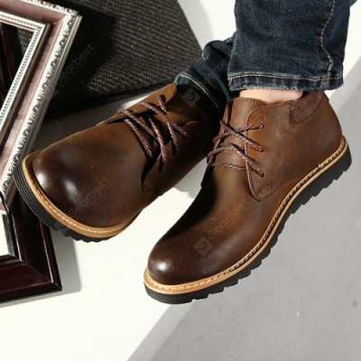 Men's Classic British Style Short Boots Casual Lace-up Shoes